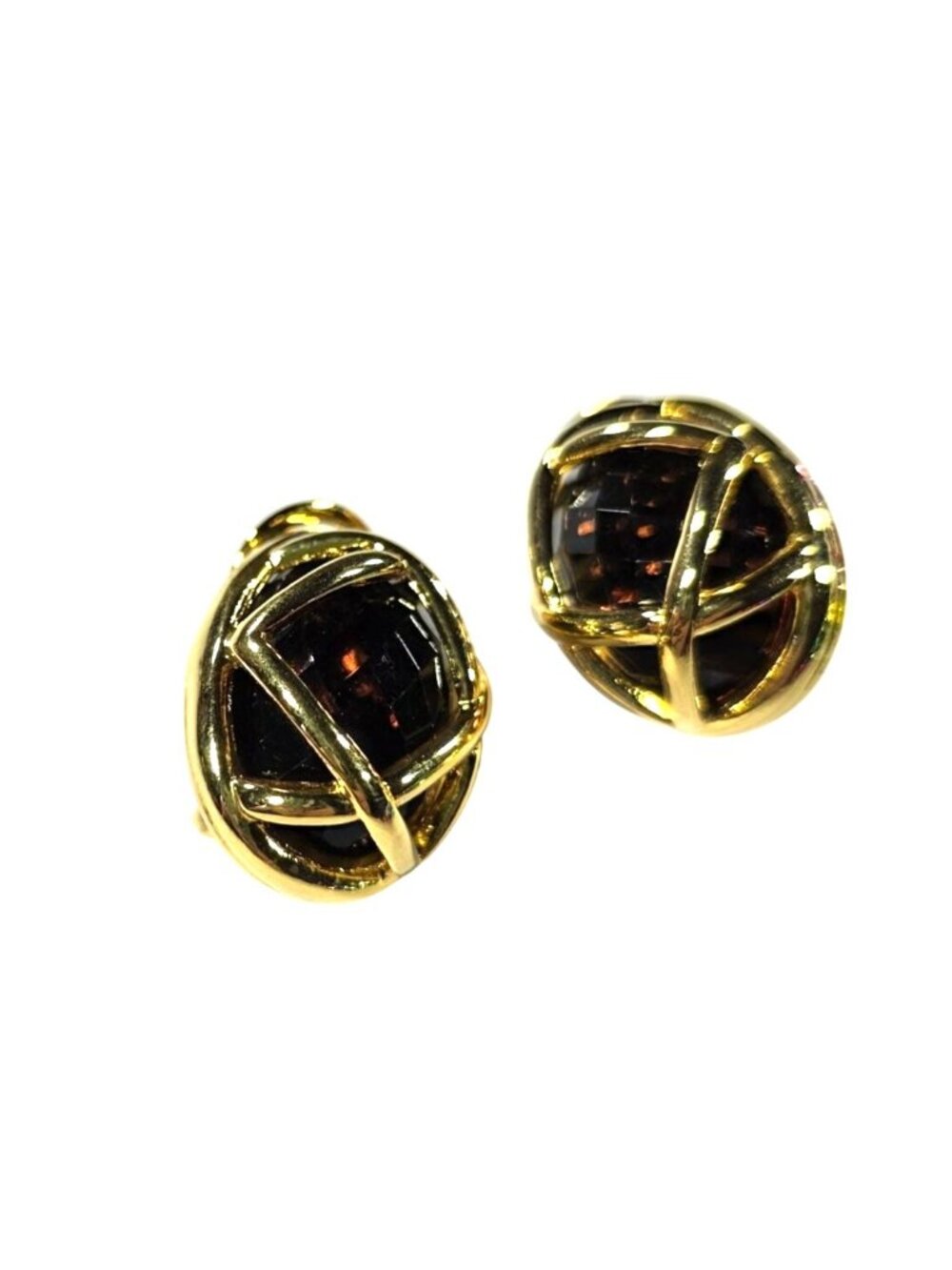 Joan Rivers Gold-Tone Clip-On Earrings Interchangeable Faceted Gemstone Inserts